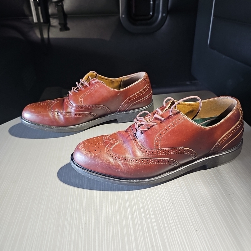 Rockport Brown Leather Brogue Wingtip Oxford Dress Shoes Mens 9.5 M1771‎ Fair PO